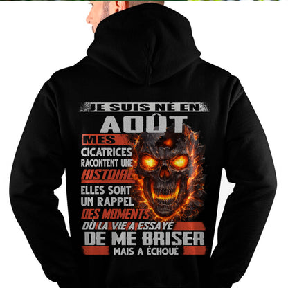 Je Suis Né en Août – Mes Cicatrices Racontent Une Histoire | T-Shirt Homme Fort - male fr08 / CCDI08 (SKU26T-01175-08)