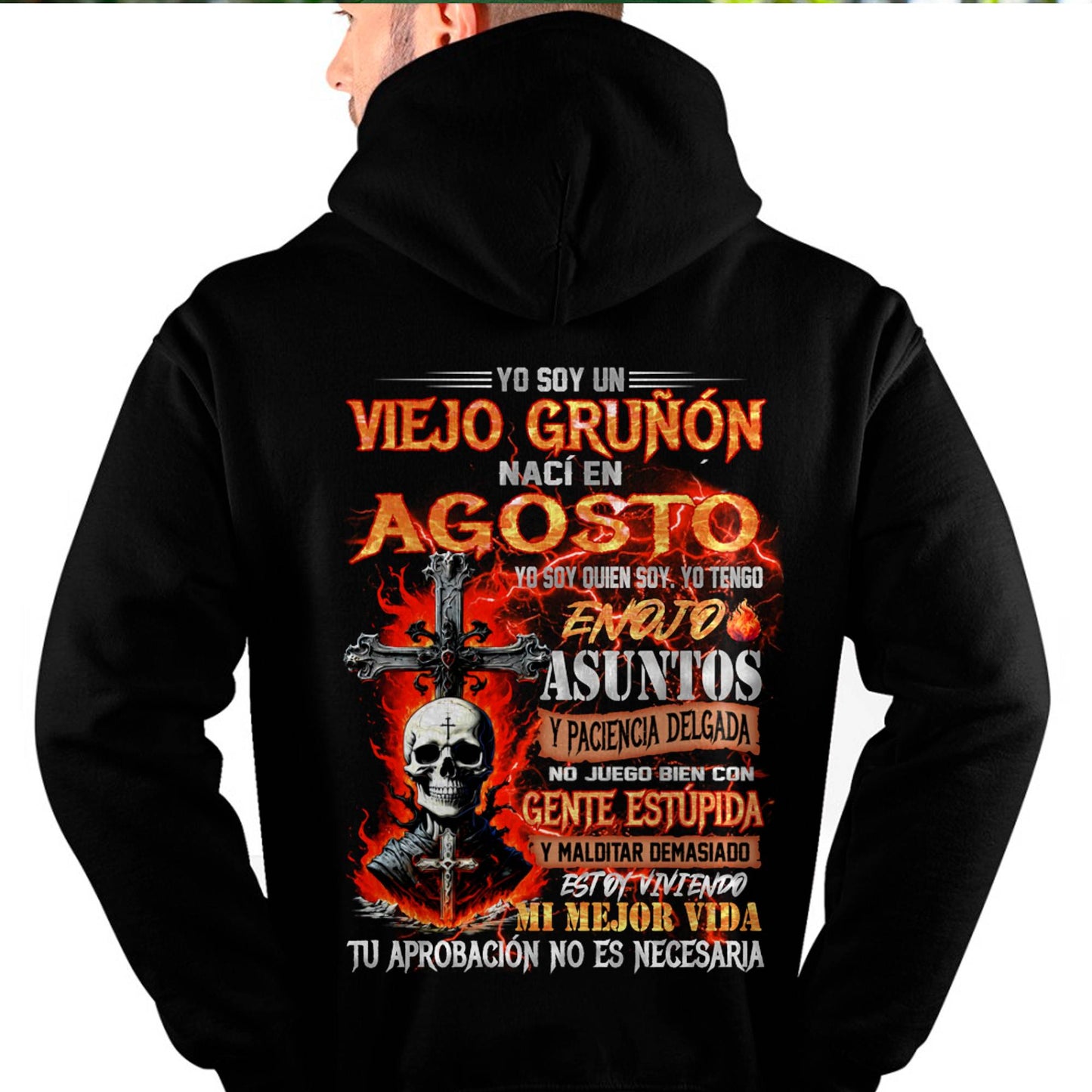 Agosto - Viejo Gruñón - Camiseta Divertida de Calavera con Problemas de Ira - Regalo Perfecto Para Ti - male ES08 / CCDI08 (SKU26T-01203-08)