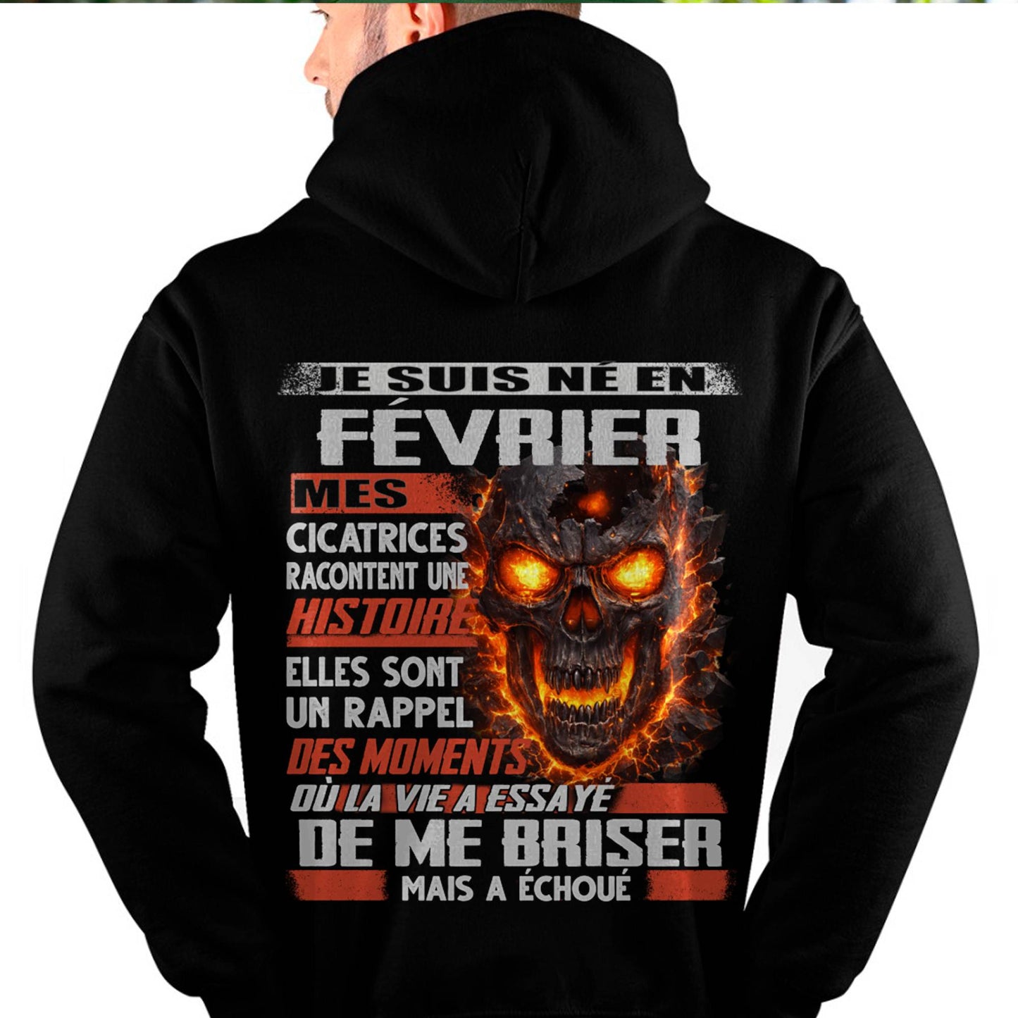 Je Suis Né en Février – Mes Cicatrices Racontent Une Histoire | T-Shirt Homme Fort - male fr02 / CCDI02 (SKU26T-01175-02)