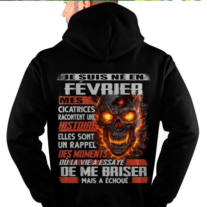 Je Suis Né en Février – Mes Cicatrices Racontent Une Histoire | T-Shirt Homme Fort - male fr02 / CCDI02 (SKU26T-01175-02)