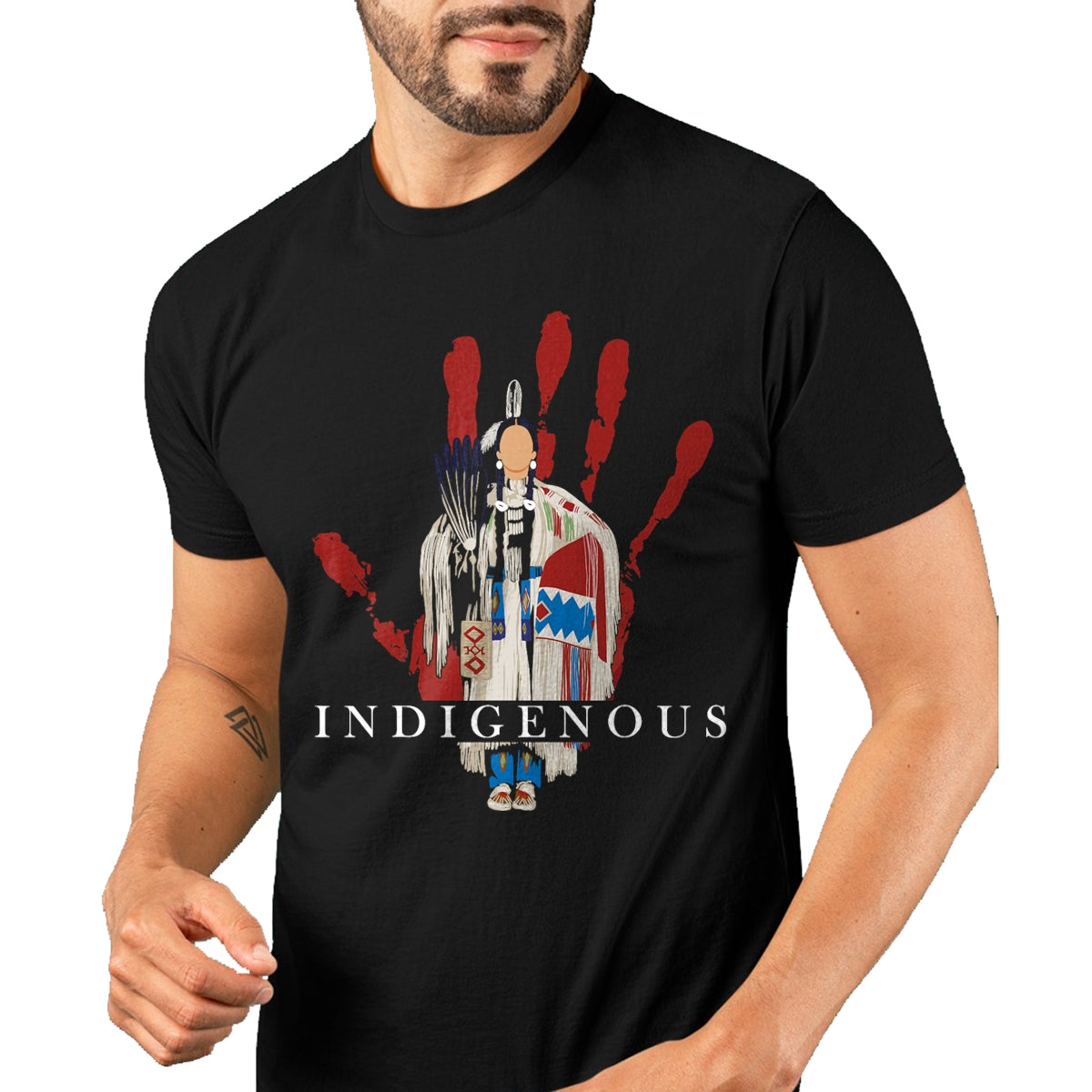 Native American T-Shirts, Vintage Native American Unisex T-Shirt/Hoodie/Sweatshirt HLT00 - Native American Indigenous Red Hand Indian Blood Themed T-Shirt (3)