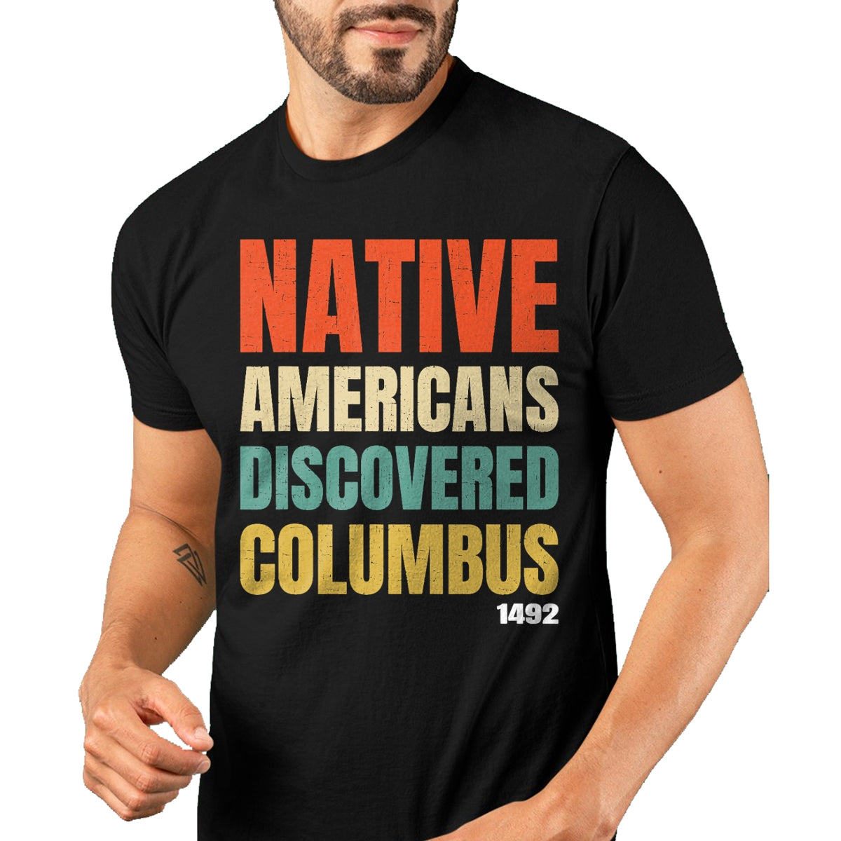 Native American T-Shirts, Vintage Native American Unisex T-Shirt/Hoodie/Sweatshirt HLT00 - Native Americans Discovered Columbus T-Shirt