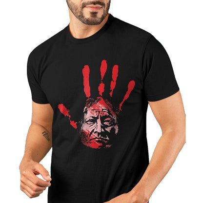 Native American T-Shirts, Vintage Native American Unisex T-Shirt/Hoodie/Sweatshirt HLT00 - Native American Indigenous Red Hand Indian Blood Themed T-Shirt (4)