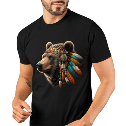 Native American T-Shirts, Vintage Native American Unisex T-Shirt/Hoodie/Sweatshirt HLT00 - Native American Bear Artwork Native American Day Design T-Shirt (1)