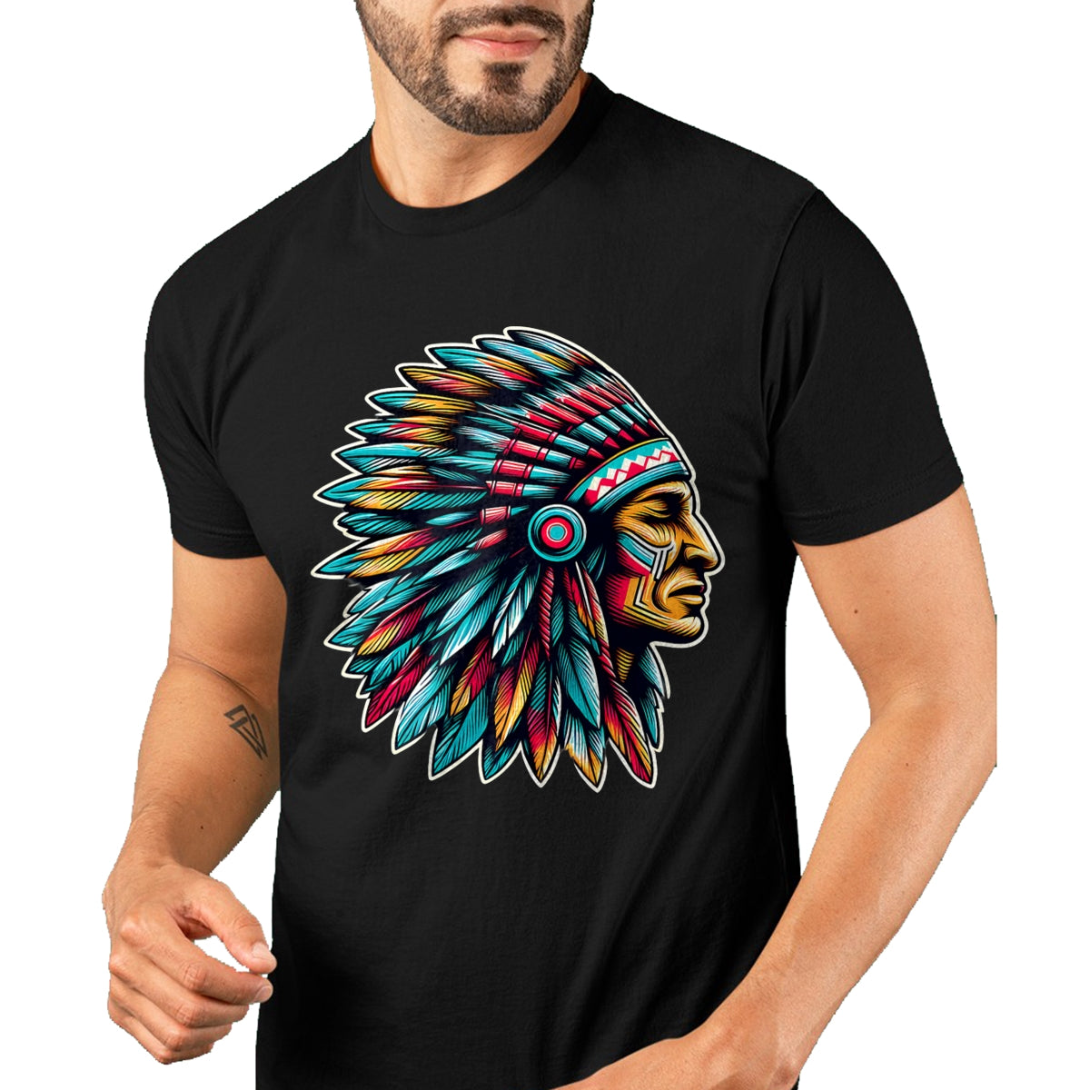Native American T-Shirts, Vintage Native American Unisex T-Shirt/Hoodie/Sweatshirt HLT00 - Native American Indian Headdress Chief Feathers Indigenous T-Shirt (1)