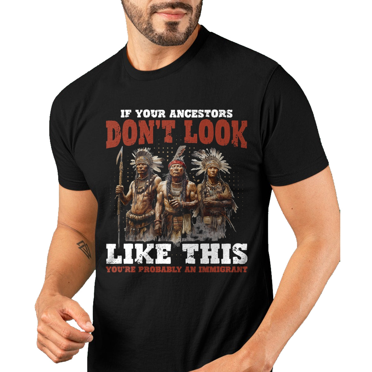 Native American T-Shirts, Vintage Native American Unisex T-Shirt/Hoodie/Sweatshirt HLT00 - American Flag - Ancestors Native American Native Tribes Pride Indigenous T-Shirt