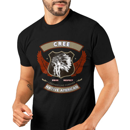 Native American T-Shirts, Vintage Native American Unisex T-Shirt/Hoodie/Sweatshirt HLT00 - American Flag - Cree Tribe Native American Indian Pride Respect Retro T-Shirt (1)