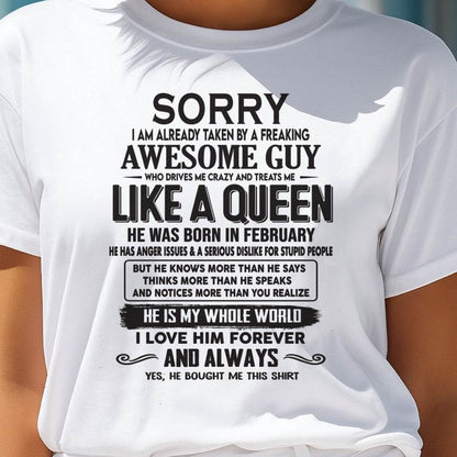 February - Sorry I am already taken by a freaking awesome guy - Gift for Wife From Husband - CCDI02 (SKU08-25-02)