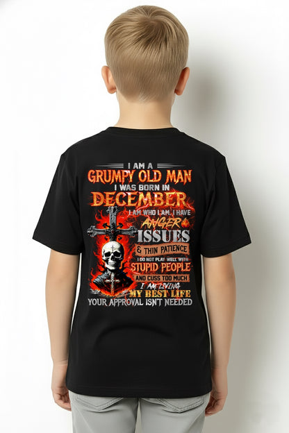 DECEMBER - GRUMPY OLD MAN T-SHIRT - FUNNY SKULL ANGER ISSUES TEE - PERFECT GIFT FOR MEN ccdi12 / male (SKU12-319-12)