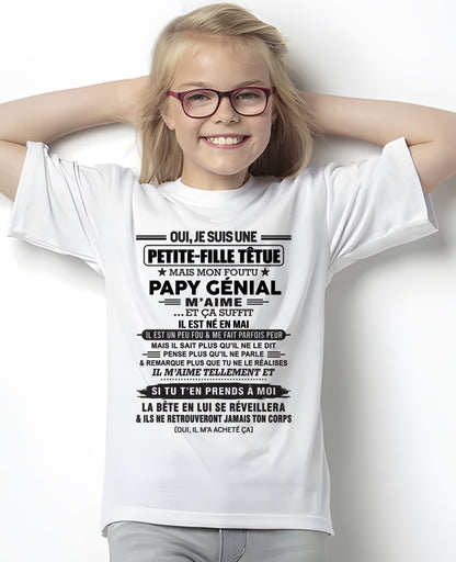 MAI - Oui, je suis une petite-fille têtue – T-shirt | Cadeau d’anniversaire de papi pour sa petite-fille - ccdi05 / fr05 (SKU2603-193-05)