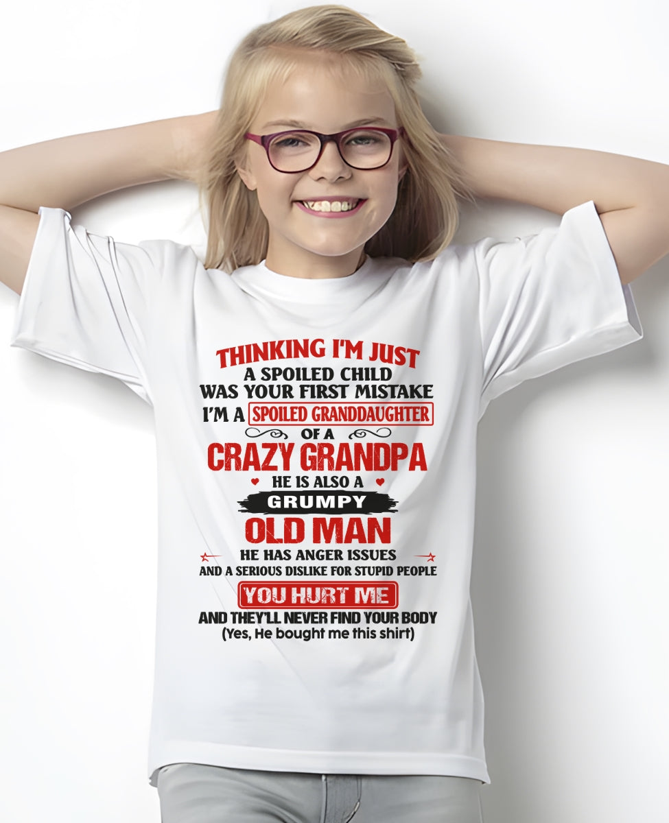 Spoiled Granddaughter of a Crazy Grandpa Shirt – Birthday Gift from Grandpa / Man - ccdi00 (SKU12-200-00)