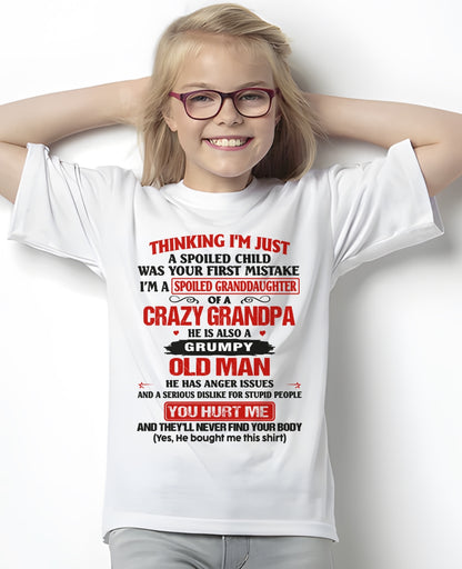Spoiled Granddaughter of a Crazy Grandpa Shirt – Birthday Gift from Grandpa / Man - ccdi00 (SKU12-200-00)