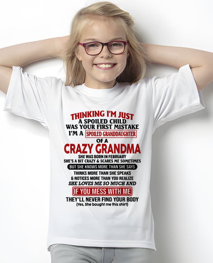 ccdi02 - Spoiled Granddaughter Of A Crazy Grandma - Birthday Gift From February Grandma (SKU2605-377-02)