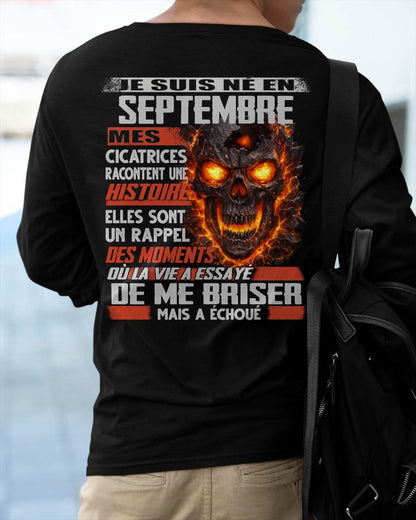 Je Suis Né en Septembre – Mes Cicatrices Racontent Une Histoire | T-Shirt Homme Fort - male fr09 / CCDI09 (SKU26T-01175-09)
