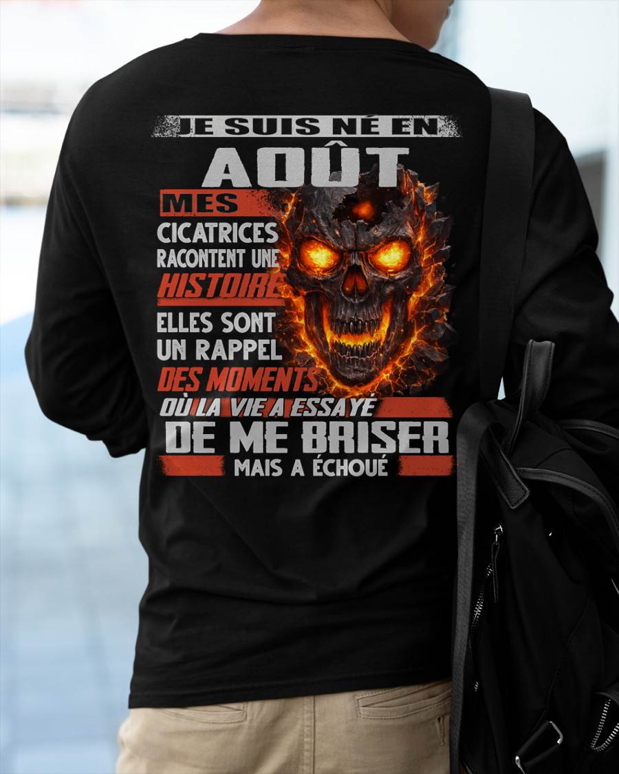 Je Suis Né en Août – Mes Cicatrices Racontent Une Histoire | T-Shirt Homme Fort - male fr08 / CCDI08 (SKU26T-01175-08)