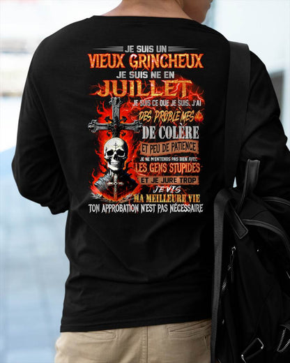 Je Suis Un Vieux Grincheux Né en Juillet – T-Shirt Homme Fort Caractère - male fr07 / CCDI07 (SKU26T-01141-07)