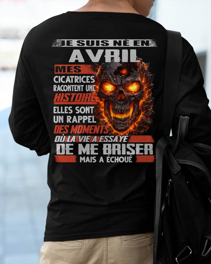 Je Suis Né en Avril – Mes Cicatrices Racontent Une Histoire | T-Shirt Homme Fort - male fr04 / CCDI04 (SKU26T-01175-04)