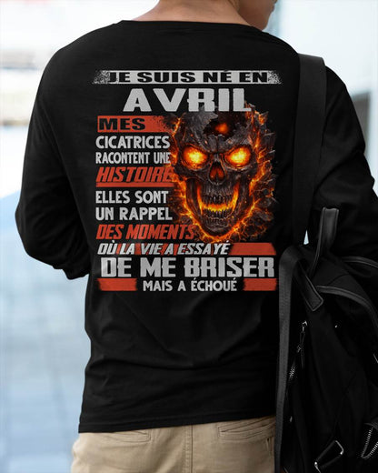 Je Suis Né en Avril – Mes Cicatrices Racontent Une Histoire | T-Shirt Homme Fort - male fr04 / CCDI04 (SKU26T-01175-04)