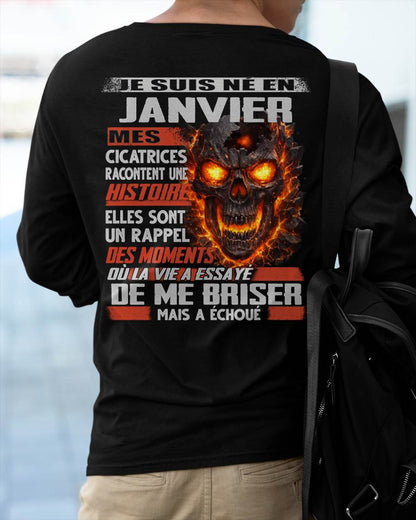 Je Suis Né en Janvier – Mes Cicatrices Racontent Une Histoire | T-Shirt Homme Fort - male fr01 / CCDI01 (SKU26T-01175-01)