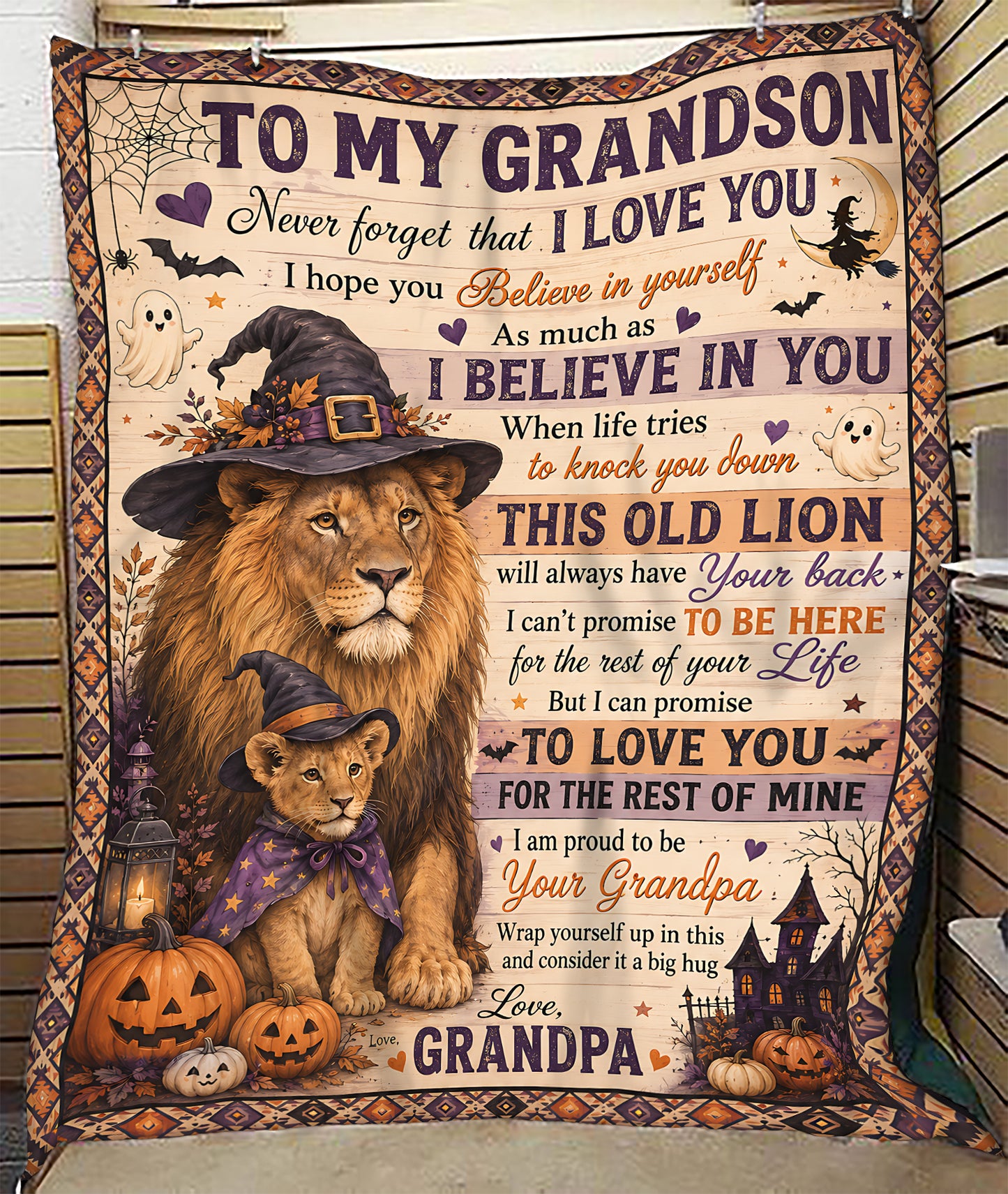 Halloween Blanket Gift for Your Grandson - From Grandpa (SKU2607-243)