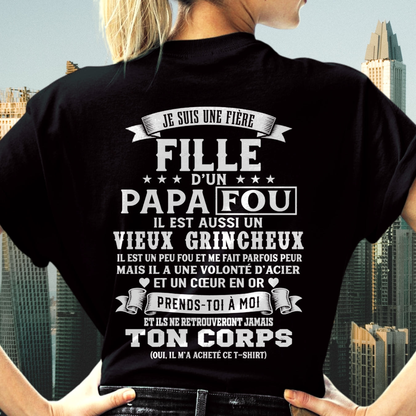 FR00 - JE SUIS UNE FIÈRE FILLE D’UN PAPA FOU – Cadeau D’Anniversaire D’un Papa - ccdi00 (SKU2605-388-00)
