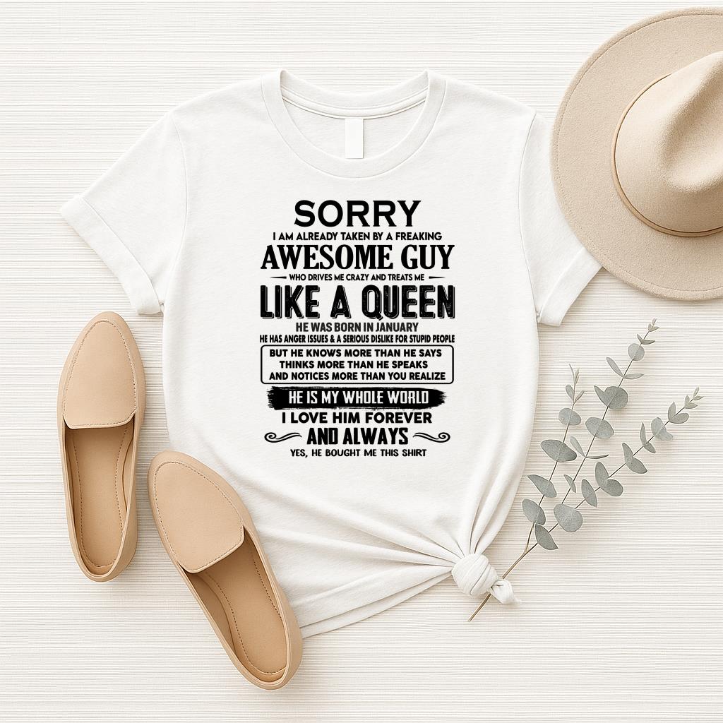 January - Sorry I am already taken by a freaking awesome guy - Gift for Wife From Husband - NGHL01 (SKU-SRG-01)