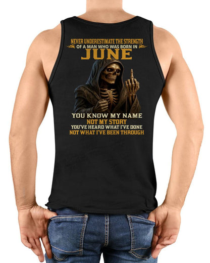 JUNE - NEVER UNDERESTIMATE - BIRTHDAY T-SHIRT FOR MEN - MALE / CCDI06 (SKU26T-01-06-06)