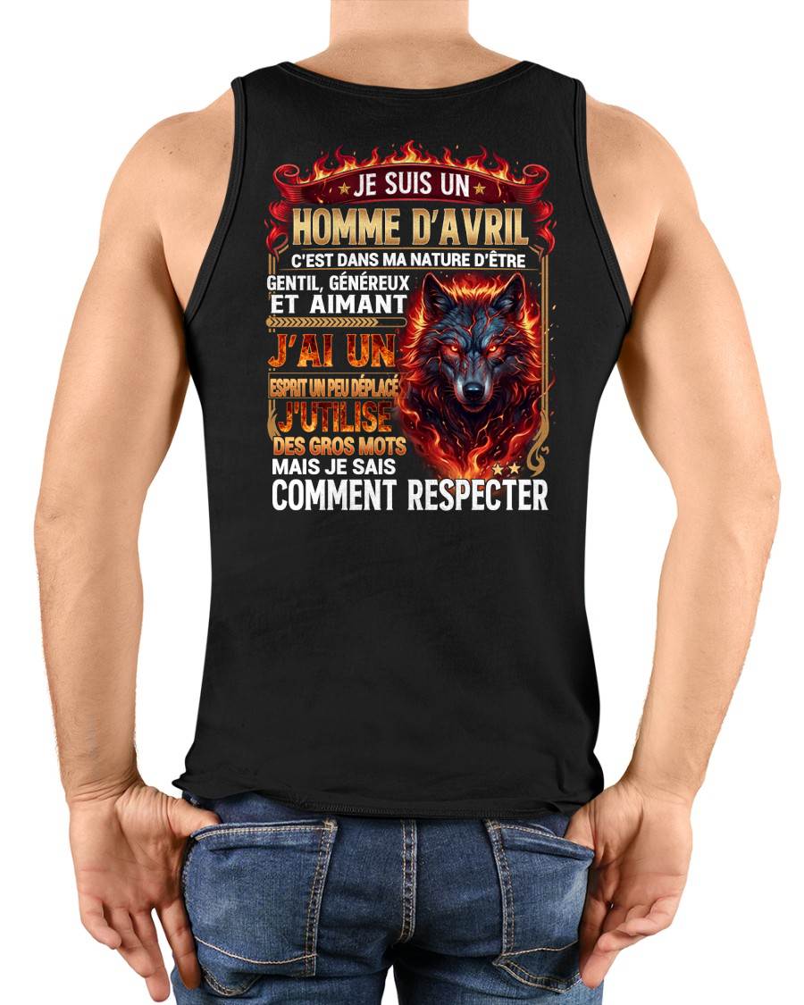 AVRIL – ESPRIT MALICIEUX MAIS SAIT RESPECTER - T-SHIRT ANNIVERSAIRE HOMME - IMPRESSION DTG PREMIUM - frCCDI04 (SKU2604-87-04)