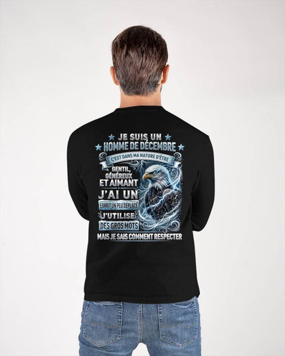 DÉCEMBRE – ESPRIT MALICIEUX MAIS SAIT RESPECTER - T-SHIRT ANNIVERSAIRE HOMME - IMPRESSION DTG PREMIUM - frCCDI12 (SKU2604-86-12)