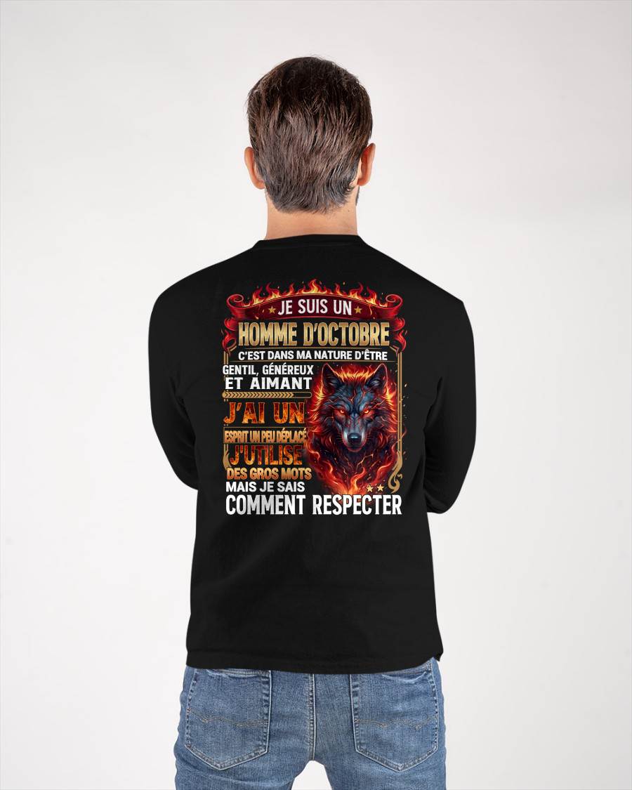 OCTOBRE – ESPRIT MALICIEUX MAIS SAIT RESPECTER - T-SHIRT ANNIVERSAIRE HOMME - IMPRESSION DTG PREMIUM - frCCDI10 (SKU2604-87-10)