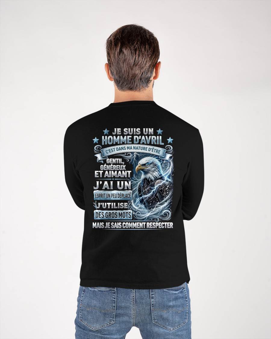 AVRIL – ESPRIT MALICIEUX MAIS SAIT RESPECTER - T-SHIRT ANNIVERSAIRE HOMME - IMPRESSION DTG PREMIUM - frCCDI04 (SKU2604-86-04)