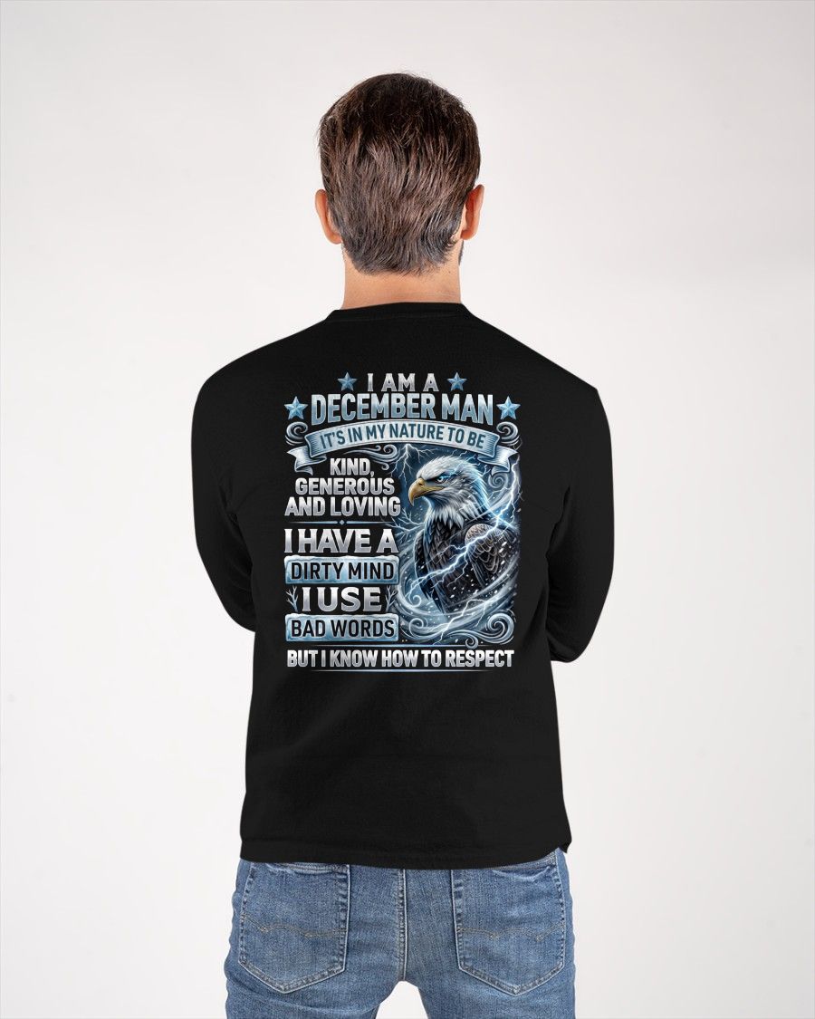 DECEMBER - DIRTY MIND BUT KNOW HOW TO RESPECT - PREMIUM DTG PRINT - BIRTHDAY T-SHIRT FOR MEN - CCDI12 (SKU2604-53-12)