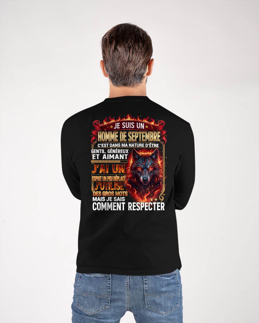SEPTEMBRE – ESPRIT MALICIEUX MAIS SAIT RESPECTER - T-SHIRT ANNIVERSAIRE HOMME - IMPRESSION DTG PREMIUM - frCCDI09 (SKU2604-87-09)