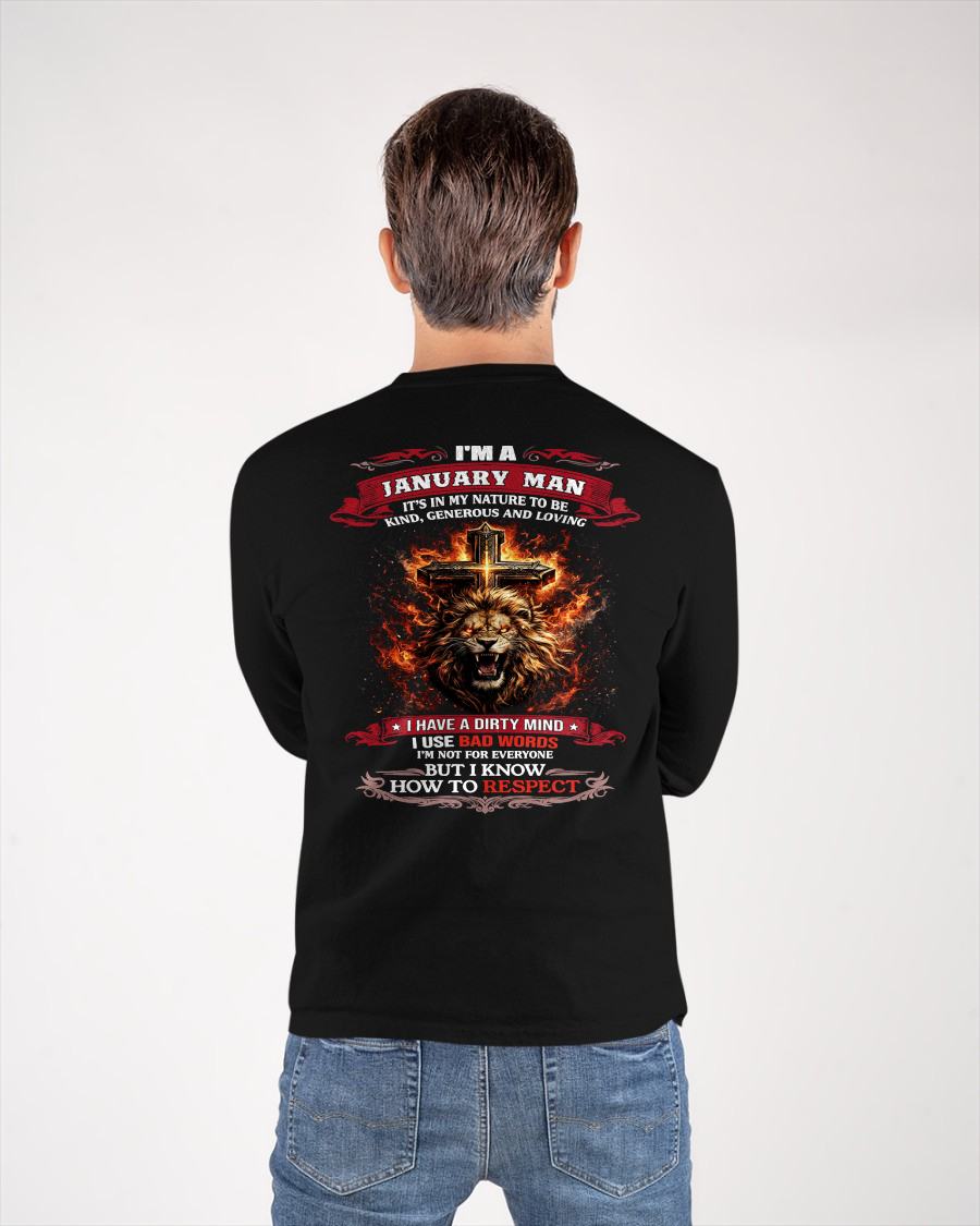 JANUARY - KIND AND LOVING ARE MY NATURE - PREMIUM DTG PRINT BIRTHDAY T-SHIRT FOR MEN - MALE / CCDI01 (SKU26T-01-31-01)