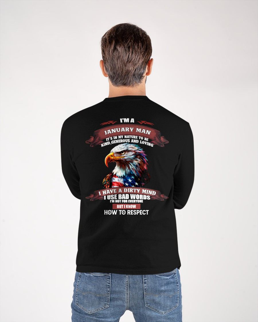 JANUARY - KNOW HOW TO RESPECT - BIRTHDAY T-SHIRT FOR MEN - MALE / CCDI01 (SKU12-311-01)