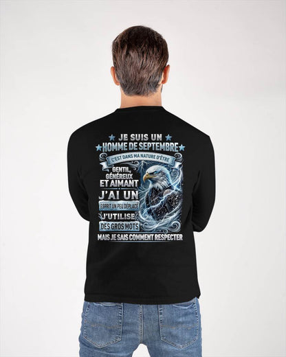 SEPTEMBRE – ESPRIT MALICIEUX MAIS SAIT RESPECTER - T-SHIRT ANNIVERSAIRE HOMME - IMPRESSION DTG PREMIUM - frCCDI09 (SKU2604-86-09)