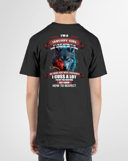 JANUARY - KIND, GENEROUS AND LOVING GIRL - BIRRTHDAY T-SHIRT FOR WOMAN - FMA / CCDI01 (SKU12-300-01)