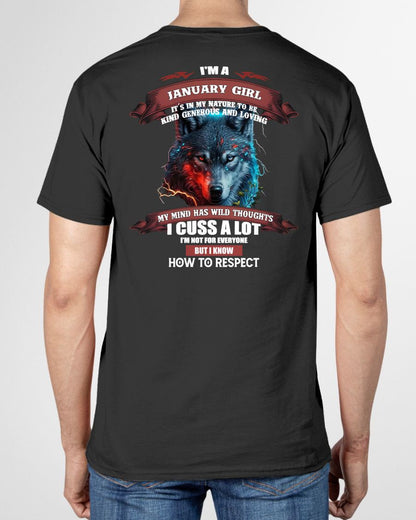 JANUARY - KIND, GENEROUS AND LOVING GIRL - BIRRTHDAY T-SHIRT FOR WOMAN - FMA / CCDI01 (SKU12-300-01)