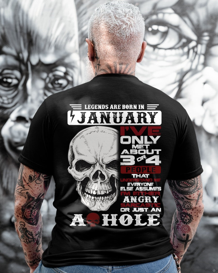 Legends Are Born in January Skull T-Shirt - male ccdi01 (SKU10-16-01)