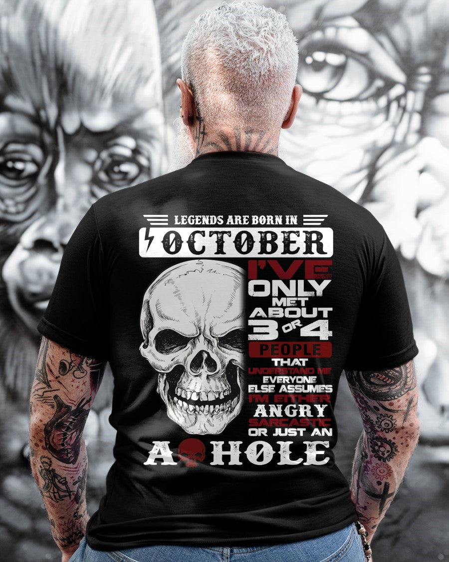 Legends Are Born in October Skull T-Shirt - male ccdi10 (SKU10-16-10)