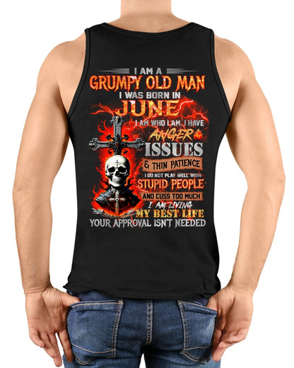 JUNE - GRUMPY OLD MAN T-SHIRT - FUNNY SKULL ANGER ISSUES TEE - PERFECT GIFT FOR MEN ccdi06 / male (SKU12-319-06)