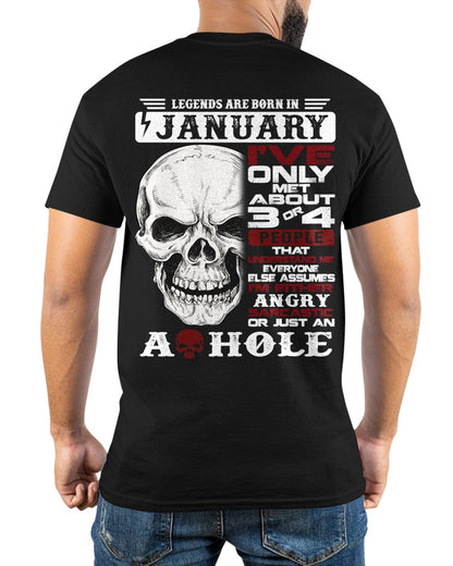 Legends Are Born in January Skull T-Shirt - male ccdi01 (SKU10-16-01)