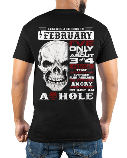 Legends Are Born in February Skull T-Shirt - male ccdi02 (SKU10-16-02)