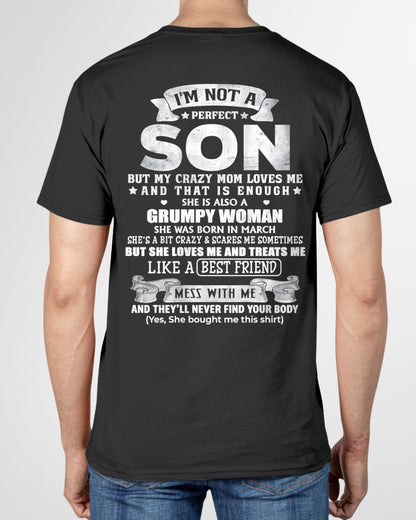 March - I'm Not A Perfect Son But My Crazy Mom Love Me & Treats Me Like A Best Friend - Birthday Gift From March Mom / Woman - ccdi03 (SKU2609-342-03)