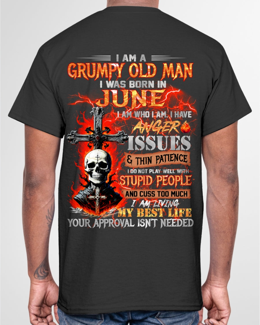JUNE - GRUMPY OLD MAN T-SHIRT - FUNNY SKULL ANGER ISSUES TEE - PERFECT GIFT FOR MEN ccdi06 / male (SKU12-319-06)