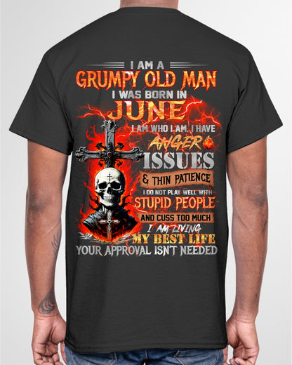 JUNE - GRUMPY OLD MAN T-SHIRT - FUNNY SKULL ANGER ISSUES TEE - PERFECT GIFT FOR MEN ccdi06 / male (SKU12-319-06)
