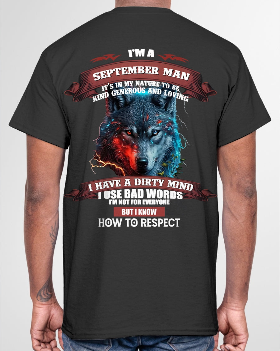 SEPTEMBER - KNOW HOW TO RESPECT - BIRTHDAY T-SHIRT FOR MEN - ccdi09 / male (SKU12-162-09)