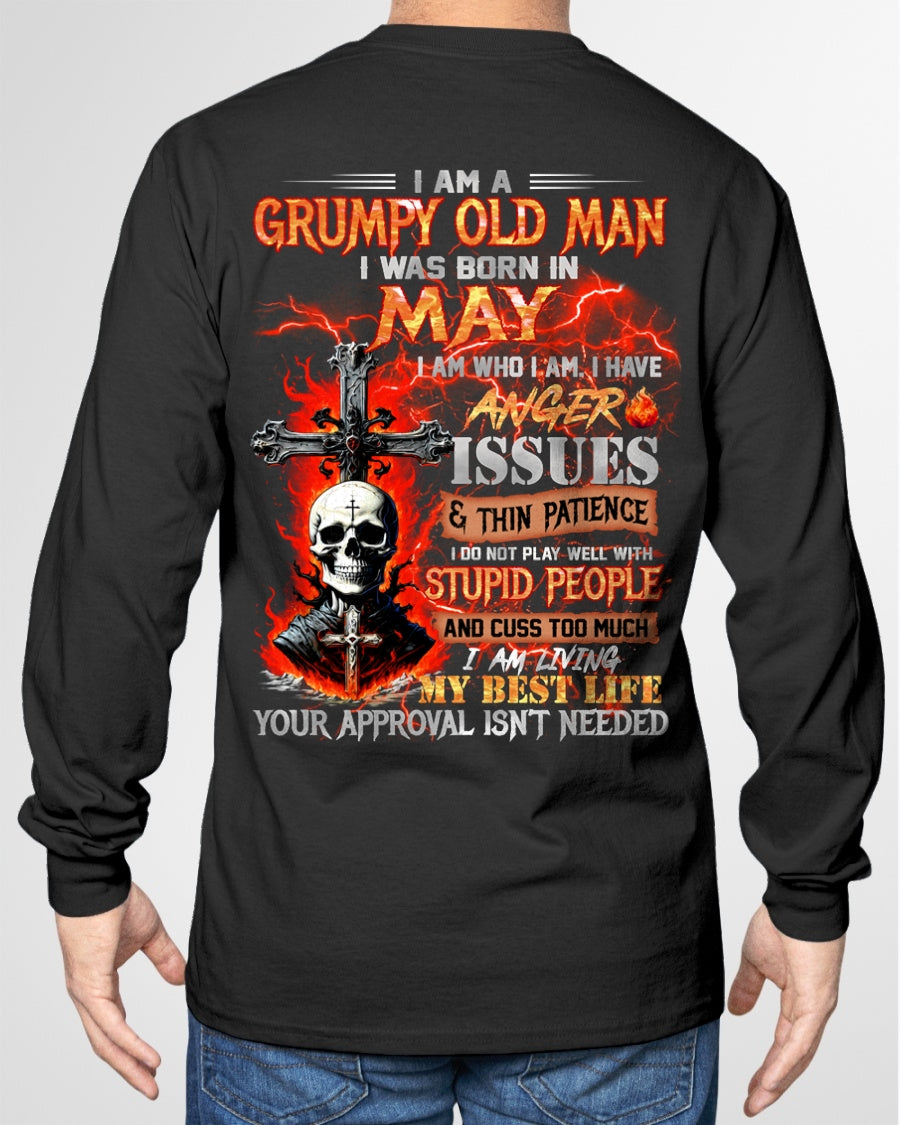 MAY - GRUMPY OLD MAN T-SHIRT - FUNNY SKULL ANGER ISSUES TEE - PERFECT GIFT FOR MEN ccdi05 / male (SKU12-319-05)