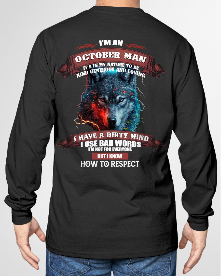 OCTOBER - KNOW HOW TO RESPECT - BIRTHDAY T-SHIRT FOR MEN - ccdi10 / male (SKU12-162-10)