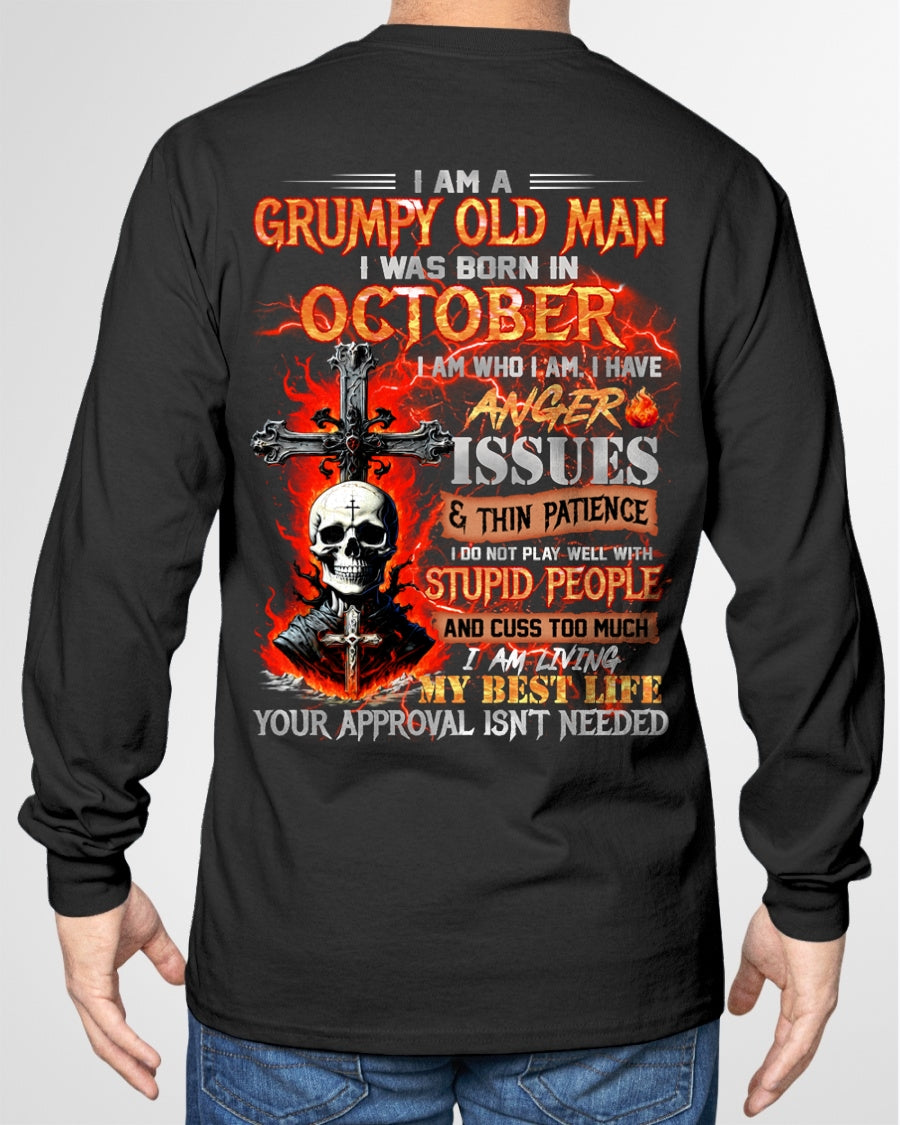 OCTOBER - GRUMPY OLD MAN T-SHIRT - FUNNY SKULL ANGER ISSUES TEE - PERFECT GIFT FOR MEN ccdi10 / male (SKU12-319-10)